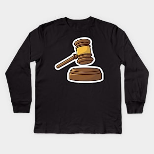 Wooden Judge Gavel and Soundboard Sticker vector illustration. Justice hammer sign icon concept. Law and justice concept. Kids Long Sleeve T-Shirt